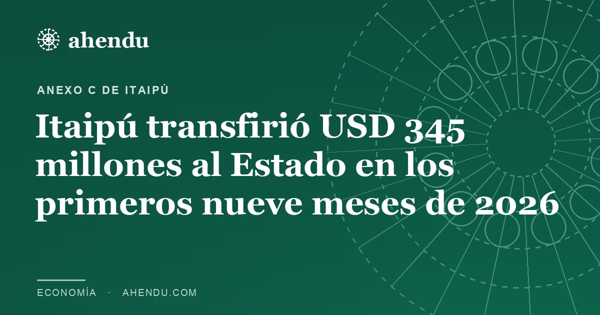 Itaipú transfirió USD 345 millones al Estado en los primeros nueve meses de 2026